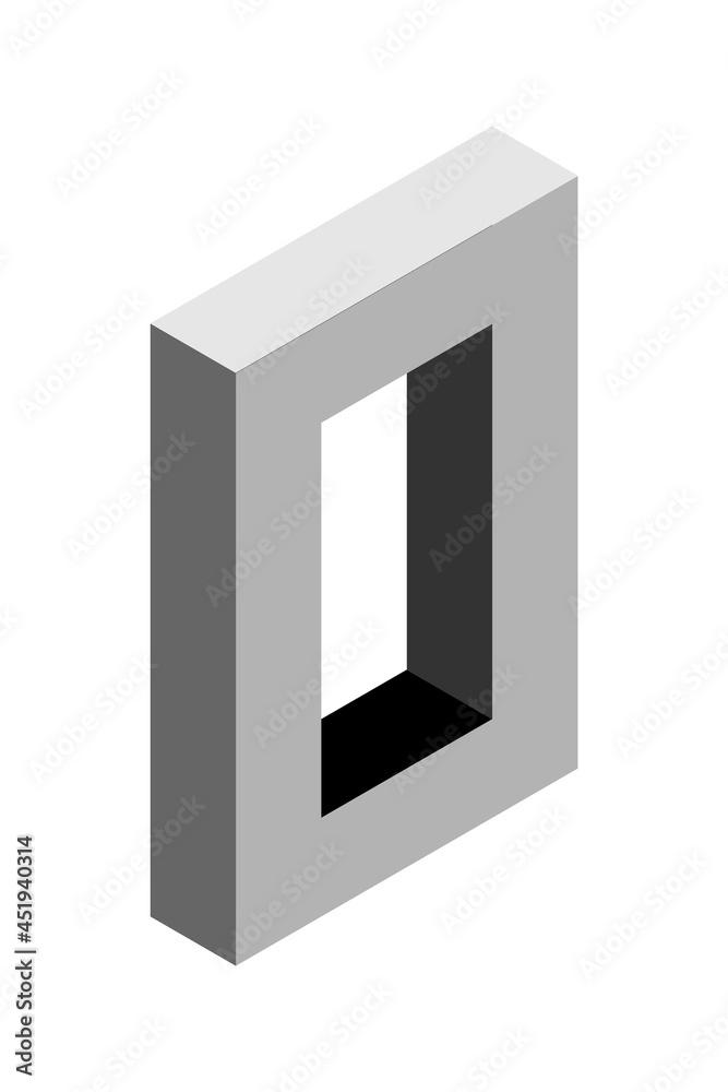 Gray number 0 in isometric style. Isolated on white background. Learning numbers, serial number, price, place. Gray number 0 in isometric style. Isolated on white background. Learning numbers, serial number, price, place.