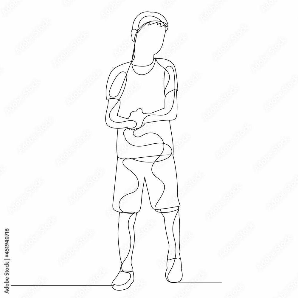 one line drawing child isolated