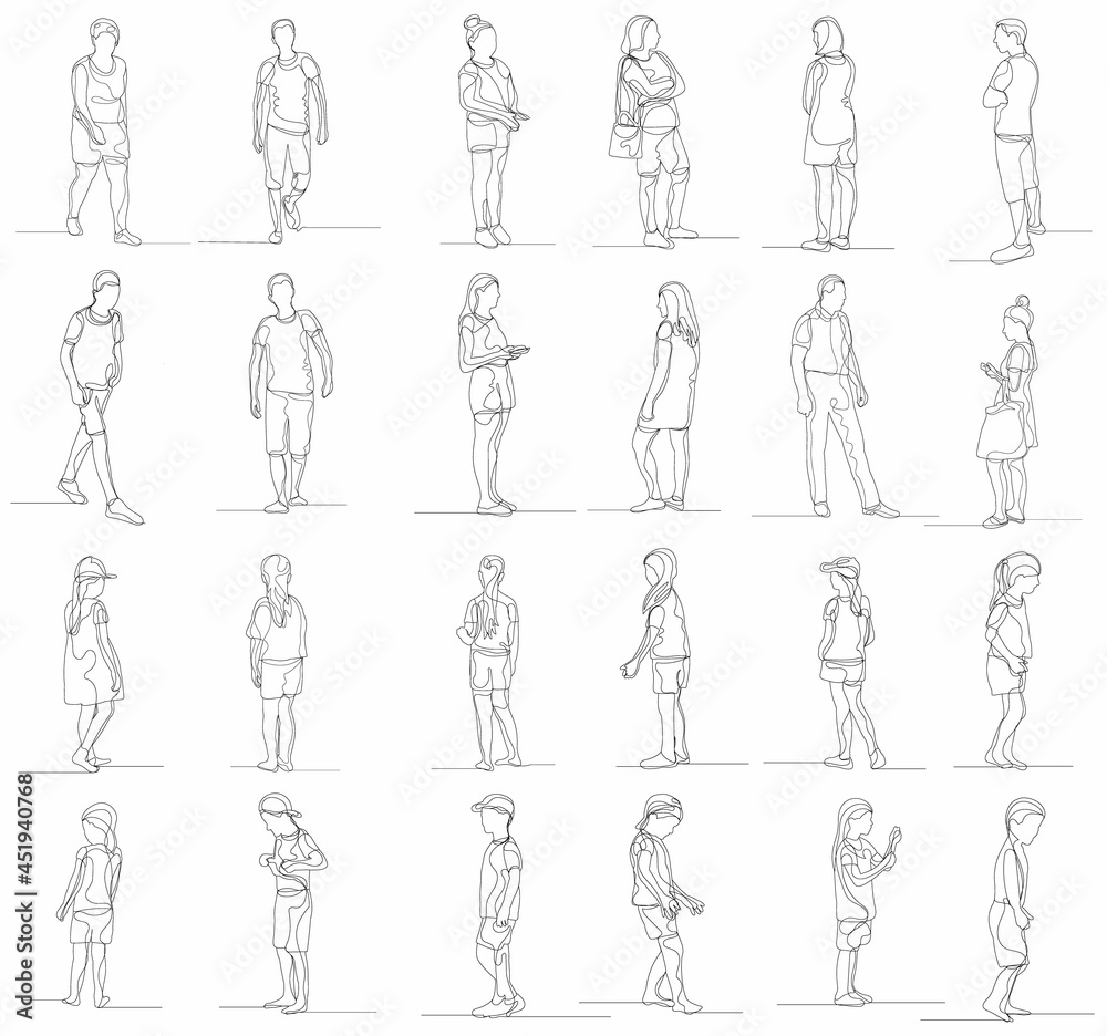 one line drawing set of people sketch vector one line drawing set of people sketch vector