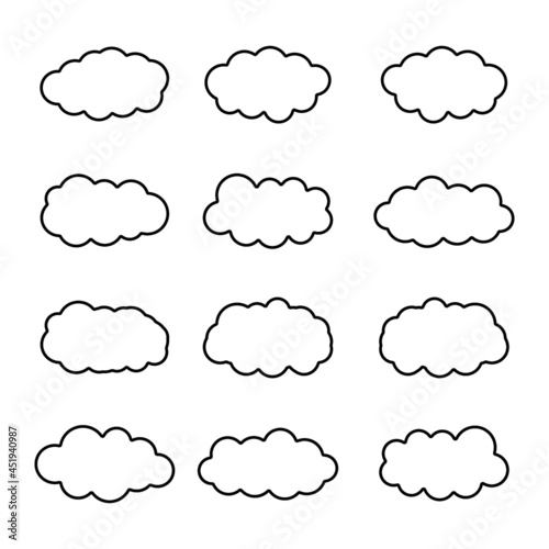 Set of clouds collection. Cloud icon. Cloud Vector, Cloud symbol. Vector illustration