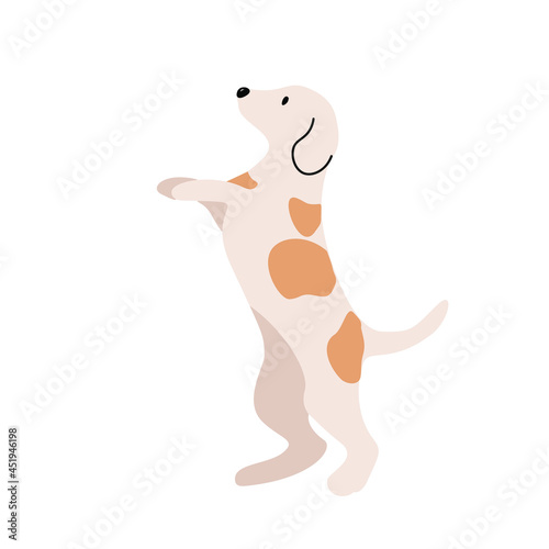 Flat Illustration of A Dog Standing On Its Back Legs.