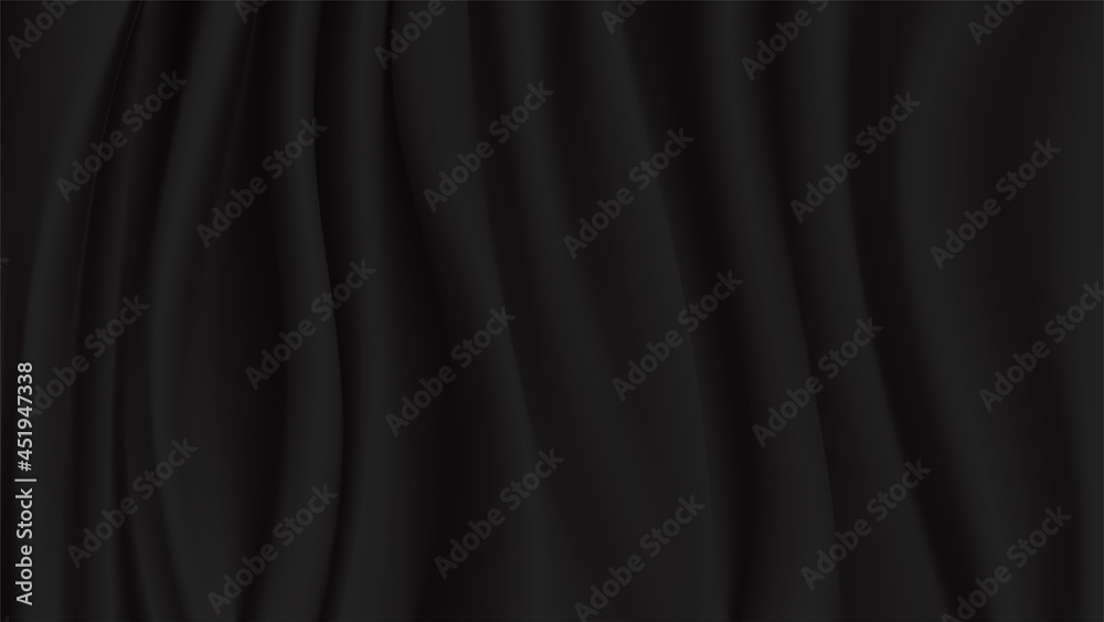 Abstract vector background luxury black cloth or liquid wave. Abstract or black fabric texture background. Cloth soft wave. Creases of satin, silk, and cotton.