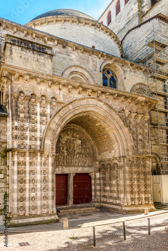 View at the Portal of Churc of Saint Etienne in Cahors - France.