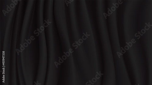 Abstract vector background luxury black cloth or liquid wave. Abstract or black fabric texture background. Cloth soft wave. Creases of satin, silk, and cotton.