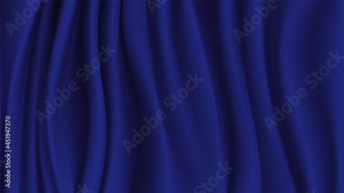 Abstract vector background luxury dark blue cloth or liquid wave. Abstract or blue fabric texture background. Cloth soft wave. Creases of satin, silk, and cotton.