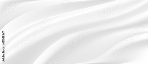 The luxury of white fabric texture background.Closeup of rippled white silk fabric.Abstract white cloth or liquid wave vector background.Cloth soft wave. Creases of satin, silk, and cotton.