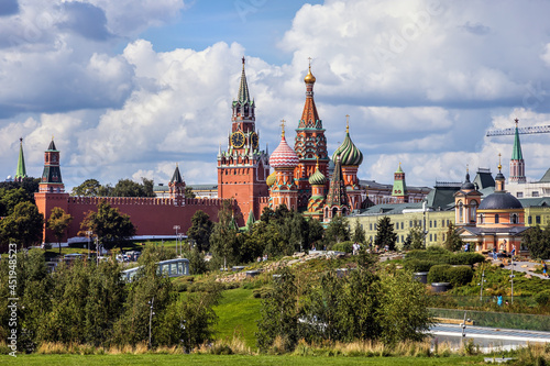 View of the Moscow Kremlin and St. Basil's Cathedral from Zaryadye Park