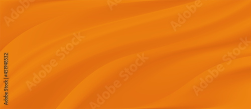The luxury of light orange fabric texture background.Closeup of rippled orange silk fabric.Abstract  cloth or liquid wave  vector background.Cloth soft wave. Creases of satin, silk, and cotton.