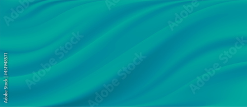 The luxury of Blue green fabric texture background.Closeup of rippled Blue green silk fabric. Abstract  cloth or liquid wave  vector background. Cloth soft wave. Creases of satin, silk, and cotton.