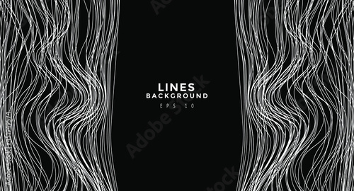 White chaotic lines background. Hand drawn lines. Tangled chaotic pattern. Vector illustration.