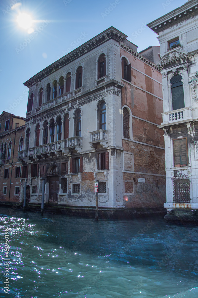 buildings, boats and canals in Venice,Italy, 2019 ,the old architecture of venice