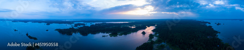 Panoramic sunset in Finnish archipelago