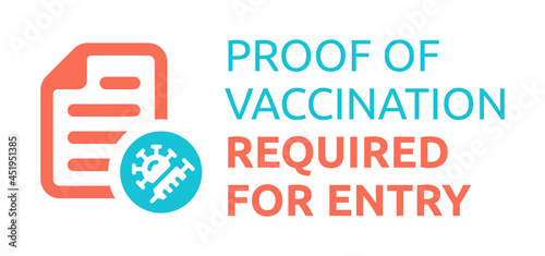 Proof of vaccination required for entry banner.