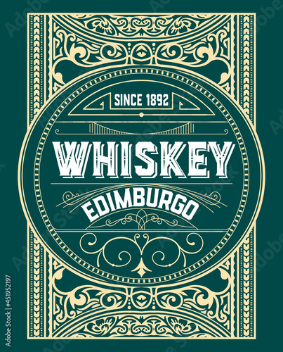 Whiskey label with old frames