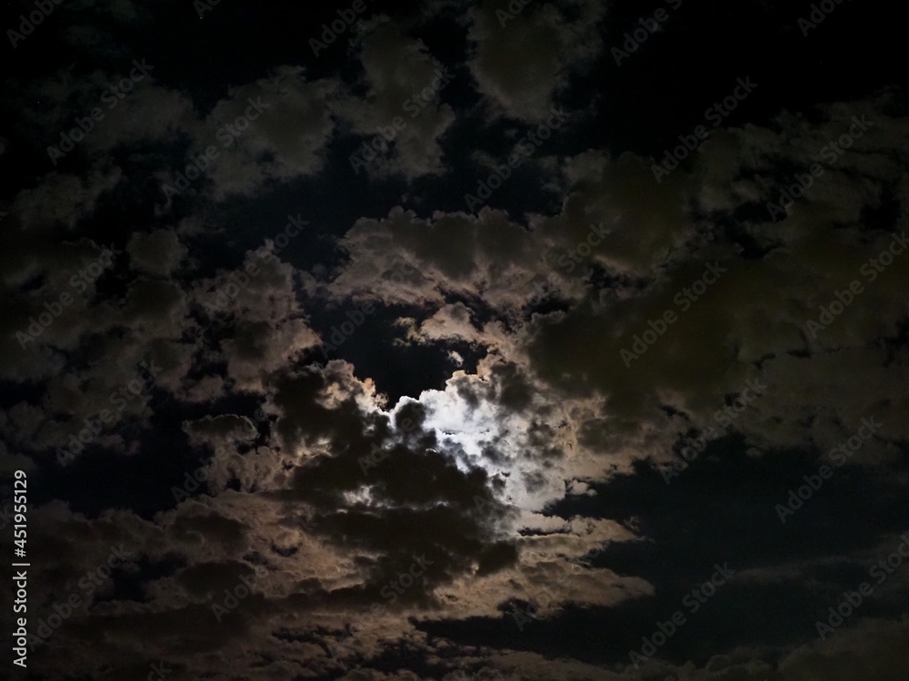 moon light behind clouds