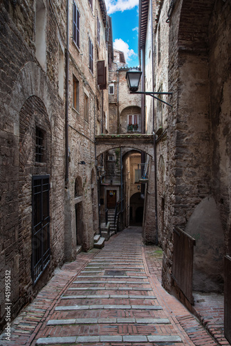 Perugia (Italy) - A characteristic views of historical center in the beautiful medieval and artistic city, capital of Umbria region, in central Italy. © ValerioMei