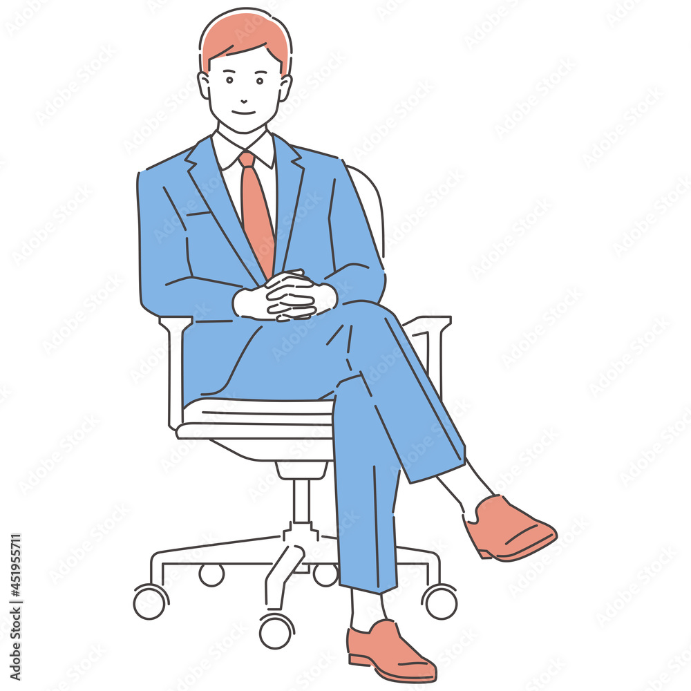 ビジネスパーソン 椅子に座る男性 正面 3色 Stock ベクター Adobe Stock