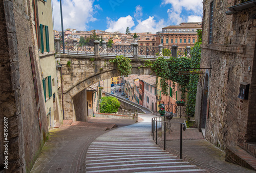 Perugia (Italy) - A characteristic views of historical center in the beautiful medieval and artistic city, capital of Umbria region, in central Italy. photo