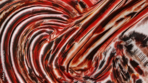 A beautiful abstraction with round streams of red shades. Texture with white and black lines. Hot lava flows.
