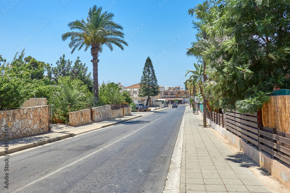Street view of cyprus, hot summer day.