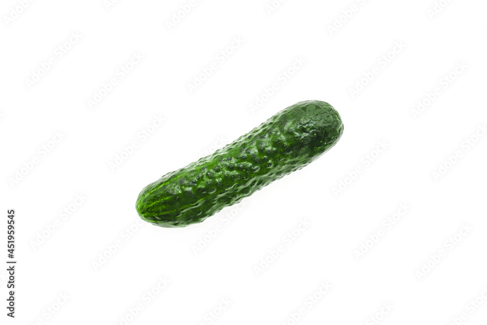Ripe green cucumber on a white background Ripe green cucumber on a white background