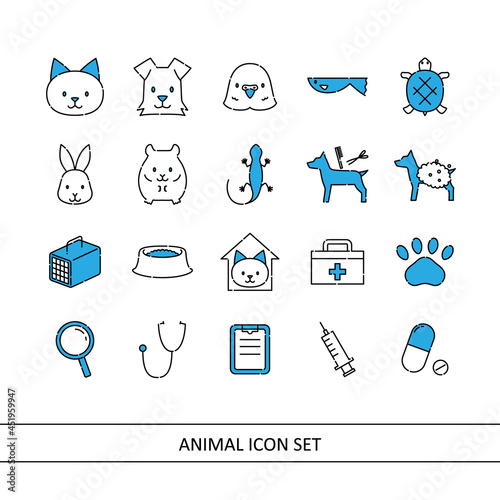 Obraz na plátně Animal illustration icon set (white background, vector, cut out)