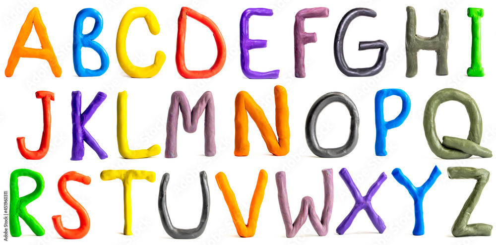 Colorful alphabet made from plasticine. Plasticine alphabet A-Z Colorful alphabet made from plasticine. Plasticine alphabet A-Z