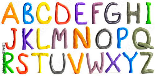 Colorful alphabet made from plasticine. Plasticine alphabet A-Z