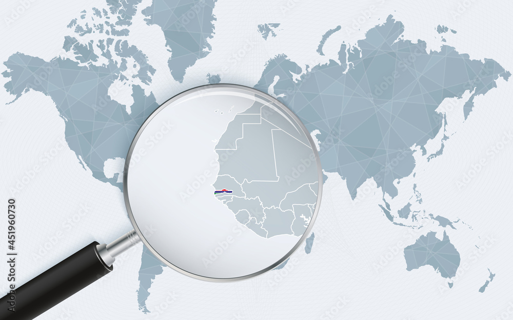 World Map With A Magnifying Glass Pointing At Gambia Map Of Gambia   1000 F 451960730 ZgG0rMzAoGUF4c99clGofAnY9nyPKdHN 