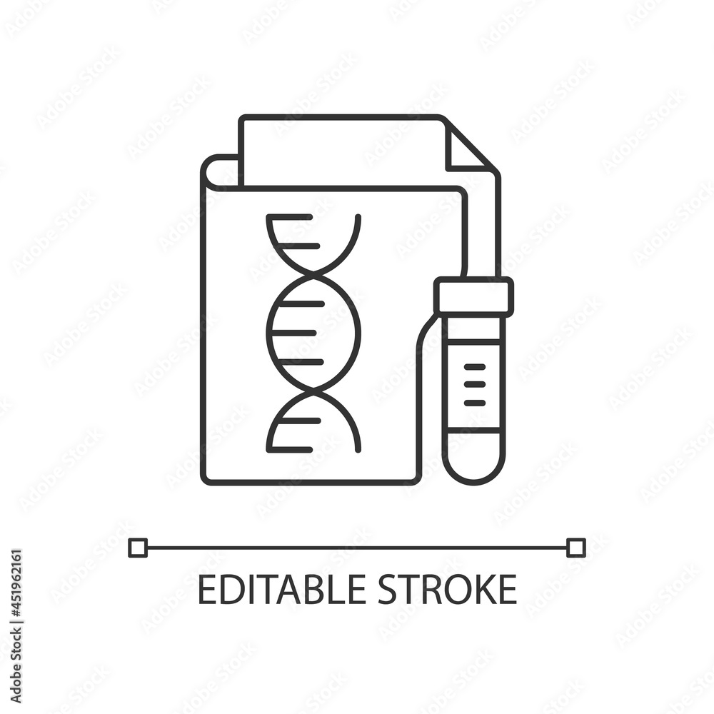 Genetic information privacy linear icon. Protection against genetic discrimination. Personal data. Thin line customizable illustration. Contour symbol. Vector isolated outline drawing. Editable stroke Genetic information privacy linear icon. Protection against genetic discrimination. Personal data. Thin line customizable illustration. Contour symbol. Vector isolated outline drawing. Editable stroke