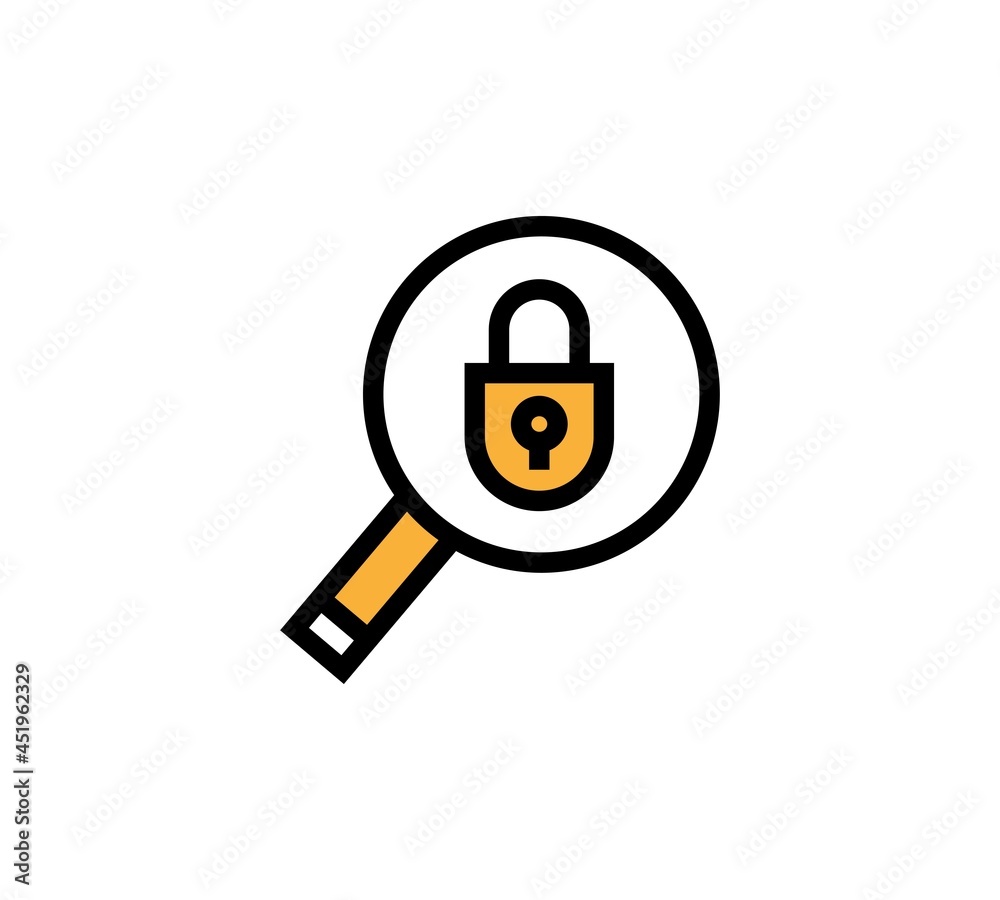 Searching For Security. Flat icon design. Searching For Security. Flat icon design.