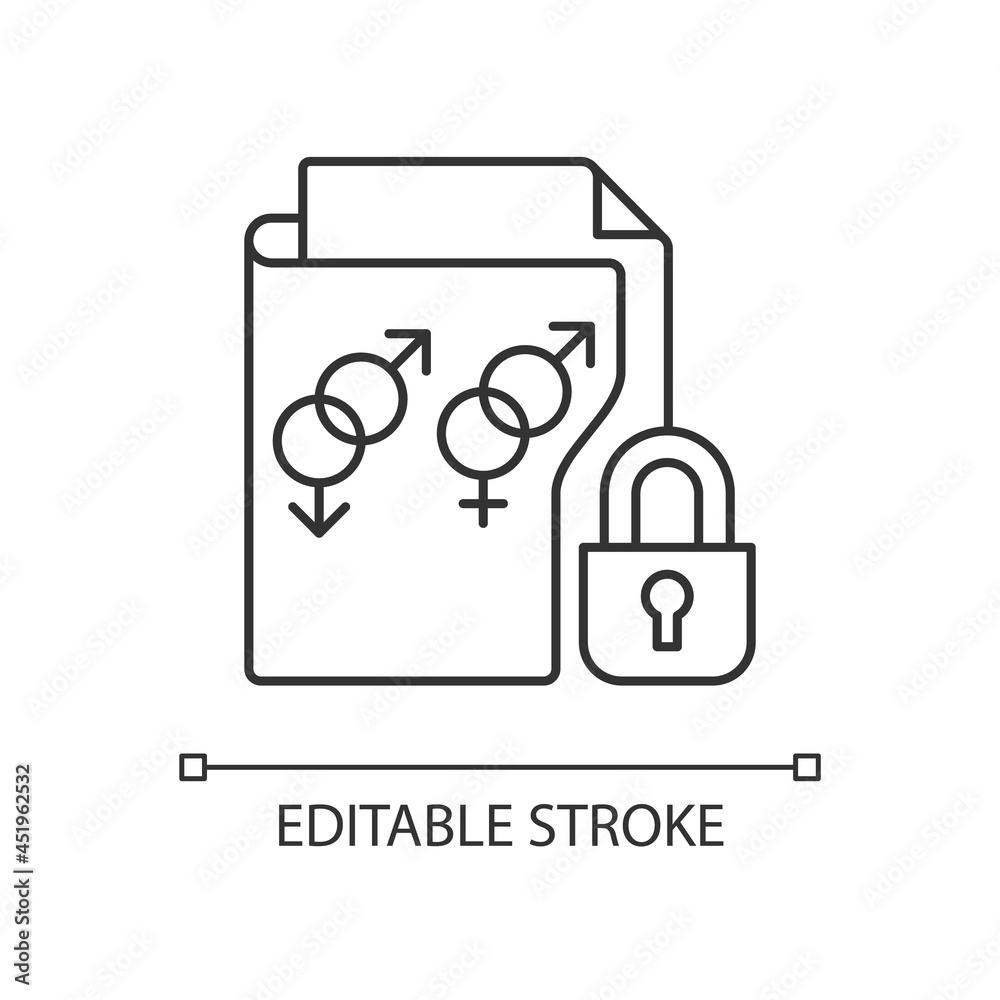 Sexual orientation information linear icon. Protect LGBTQ privacy. Safely revealing sexualities. Thin line customizable illustration. Contour symbol. Vector isolated outline drawing. Editable stroke