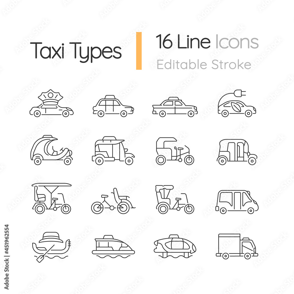 taxi-types-linear-icons-set-transporting-clients-taxicab-vehicle