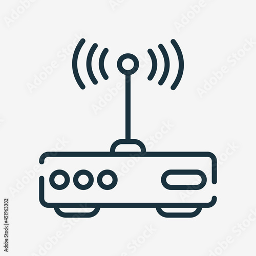 Modem Line Icon. Internet Router Linear Pictogram. Wifi Router Outline Icon. Editable Stroke. Isolated Vector Illustration