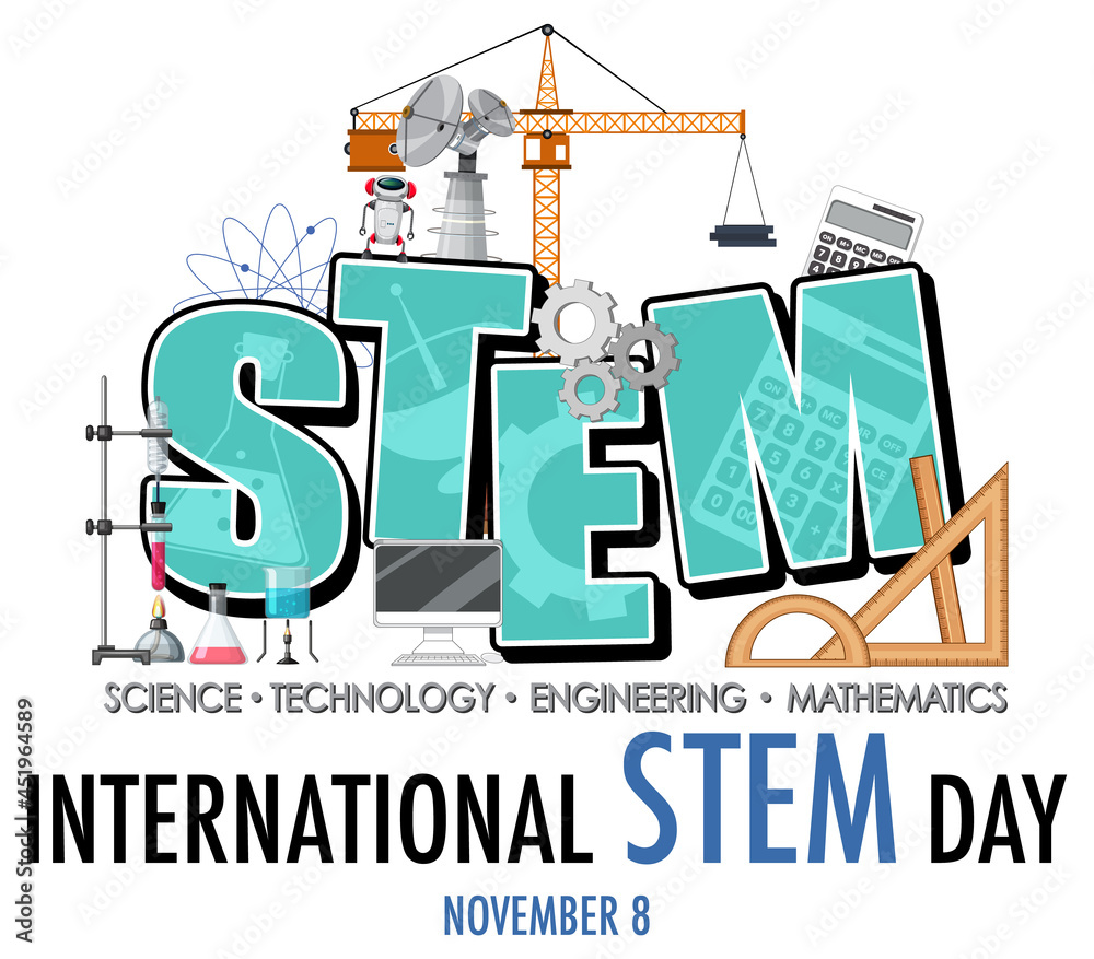Naklejka premium International STEM Day on November 8th logo banner