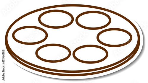 Empty paint palette sticker on white background