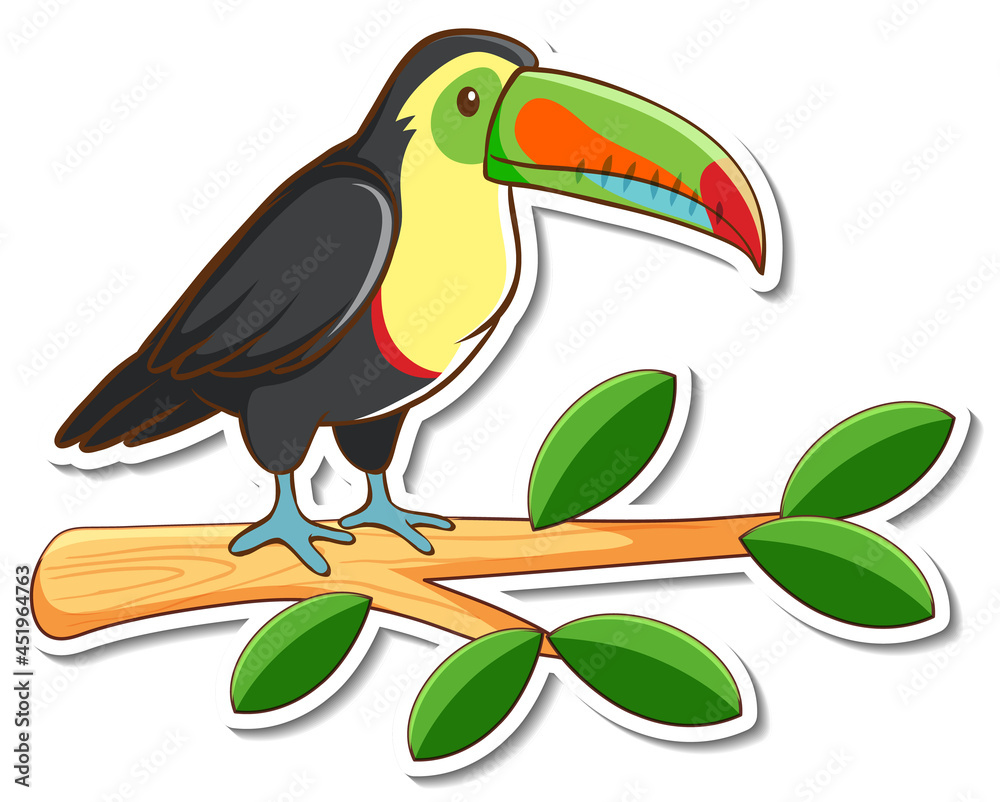 Fototapeta premium A toucan bird standing on a branch sticker