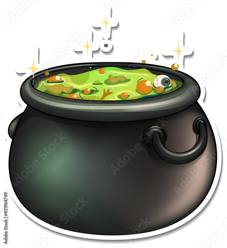 Cauldron with green potion cartoon sticker