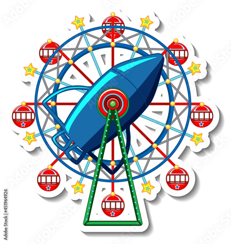 Sticker template with Circus Ferris Wheel isolated