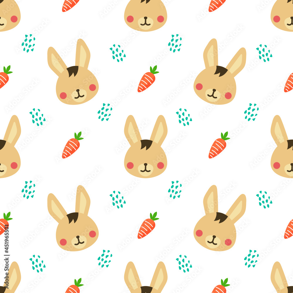 rabbit and carrot animal vector seamless pattern background
