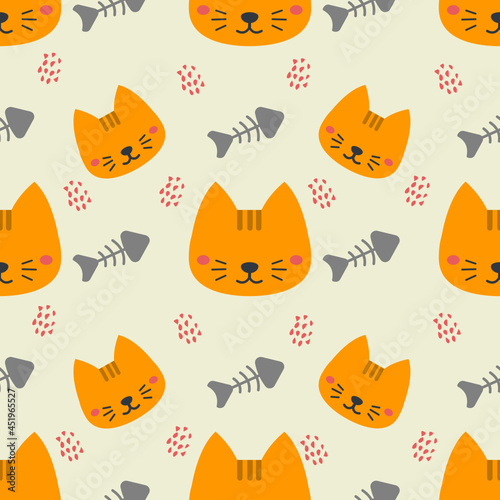 cute cat animal vector seamless pattern background
