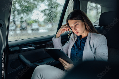 Adult woman, going to work in the morning.