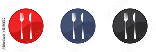 Fork and knife icons set, menu logo, cutlery silhouette. Web design. Vector illustration.