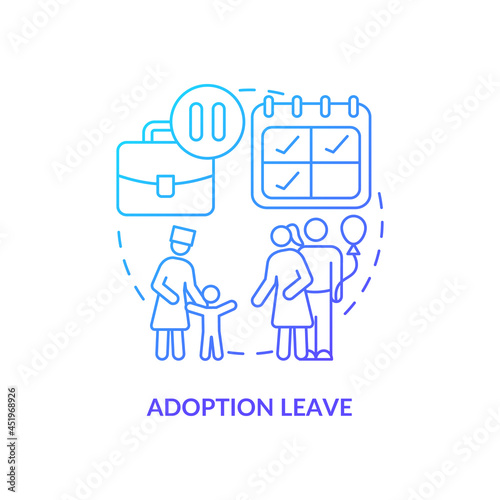 Adoption leave blue gradient icon. Parental rights abstract idea thin line illustration. Statutory maternity, paternity adoptive leave. Adopt baby. Vector isolated outline color drawing.