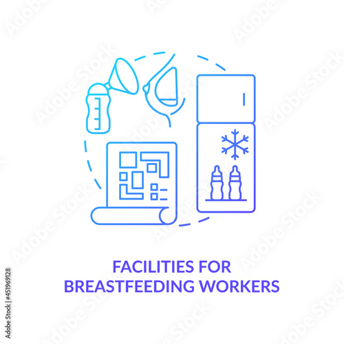 Facilities for breastfeeding workers blue gradient icon. Express and pump breast milk abstract idea thin line illustration. Lactation room at work. Vector isolated outline color drawing.