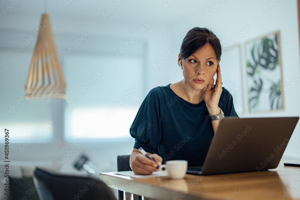Portrait of a stressed manager working at home office. Portrait of a stressed manager working at home office.