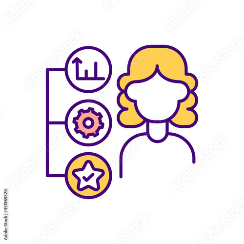 Employment status RGB color icon. Female worker claims for maternity leave. Paid leave entitlement for women to take care of child. Isolated vector illustration. Simple filled line drawing