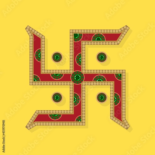 Red and Golden Colored Swastik Symbol | Indian Hindu Spiritual Symbol photo