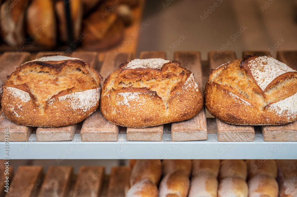 French bakery with fresh baked breads and buns French bakery with fresh baked breads and buns