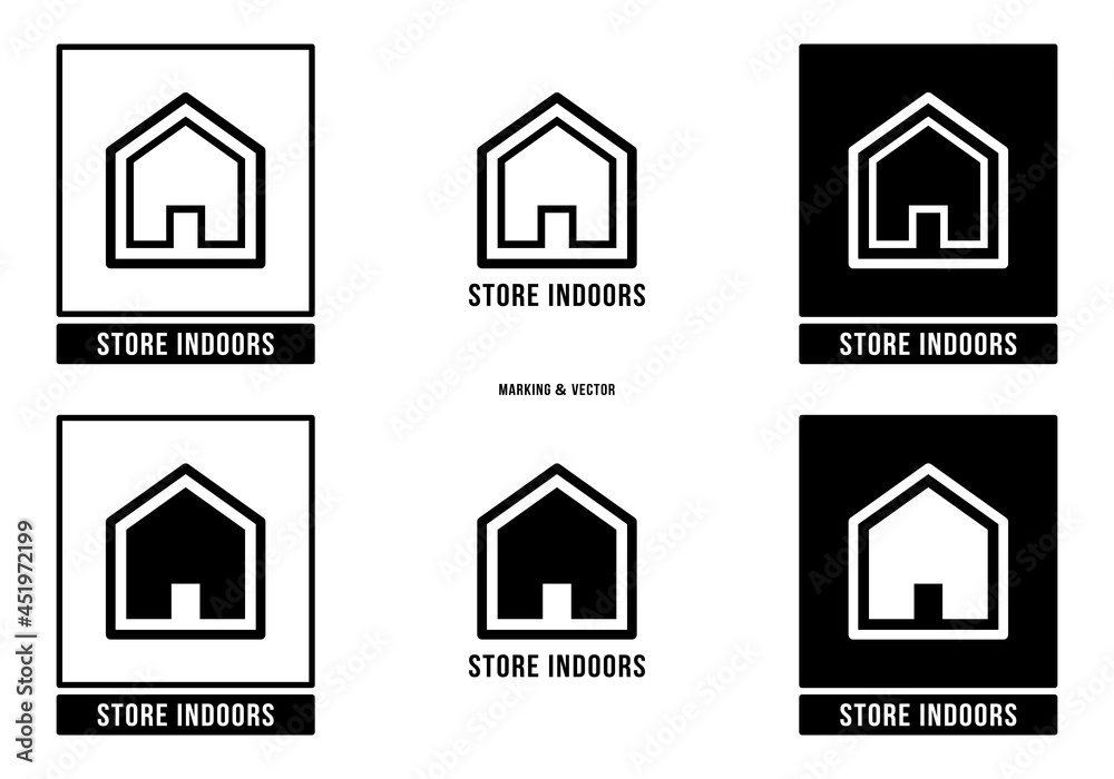 A set of manipulation symbols for packaging cargo products and goods. Marking - Store in indoor. Vector elements. A set of manipulation symbols for packaging cargo products and goods. Marking - Store in indoor. Vector elements.